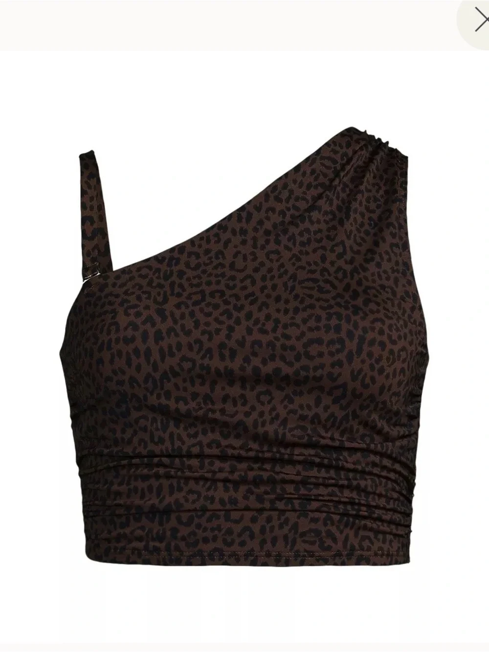 Lands end One-Shoulder Leopard Print Swim Top